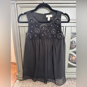 LOFT Black Women’s Top with Rosette Details